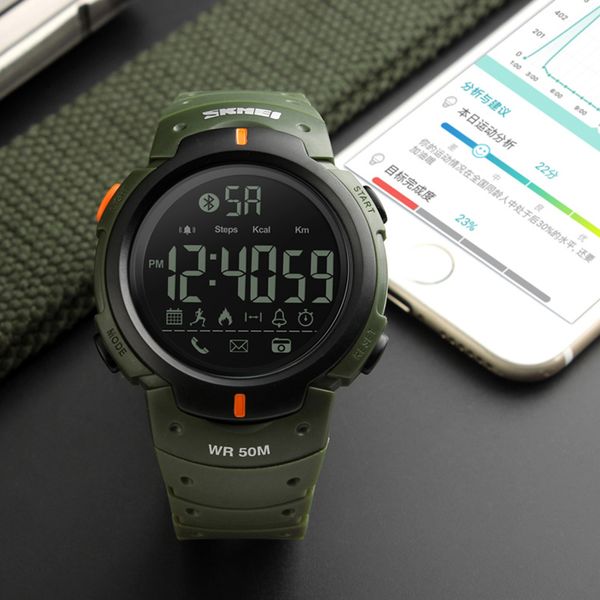 

smart watch men skmei pedometer remote camera calorie reminder bluetooth smartwatch men sport watches relogio masculino, Slivery;brown