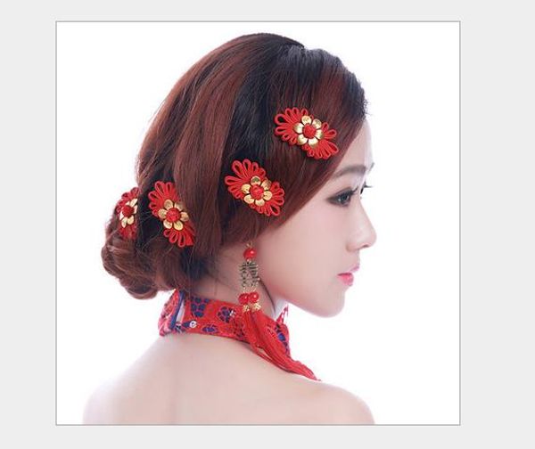 

new bride handmade headwear red hair hair clip wedding toast dress accessories, Silver