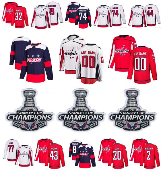 

custom washington capitals jersey lars eller wilson philipp grubauer smith-pelly christian djoos chiasson 2018 stanley cup champions hockey, Black;red