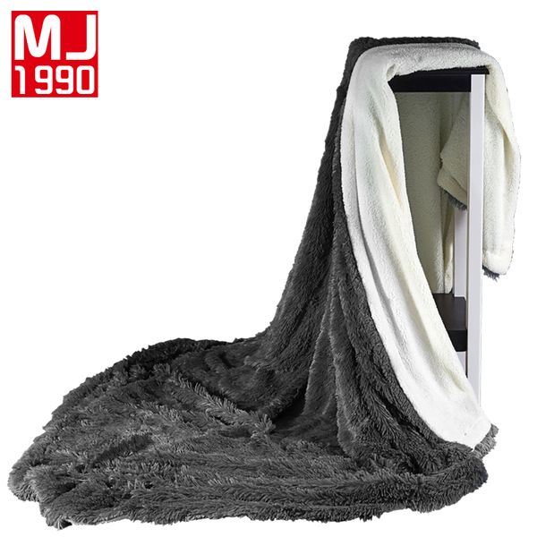 

velvet mink blanket winter thicken warm super soft coral fleece solid yarn dyed knitted thread blankets on bed 200*230/220*240cm