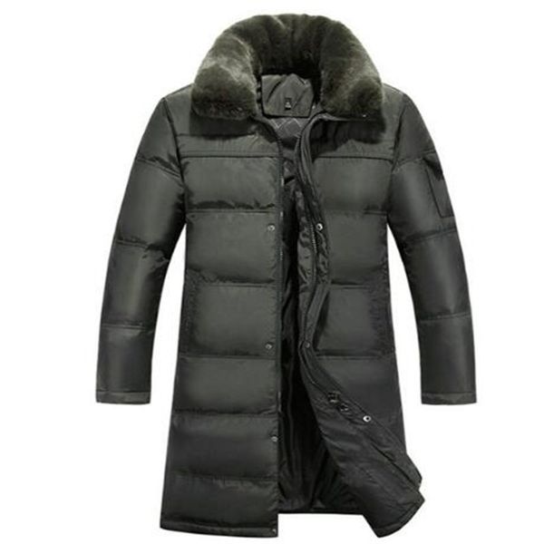 

2018 men's long down jacket plus size 4xl thick warm casual duck down clothing fur collar winter snow coats winter parka, Black;white