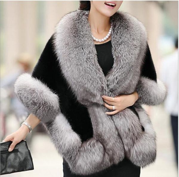 

fur faux fur 2017 autumn winter women's new imitation shawl cloak mink hair short paragraph thick warm waistcoat jacket, Black