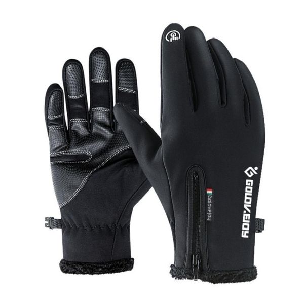 

new full finger zipper winter cycling skiing windproof touch screen gloves