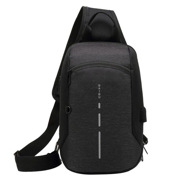 

new men crossbody bag travel fashion external usb charge chest bag male sling daily life daypack messenger
