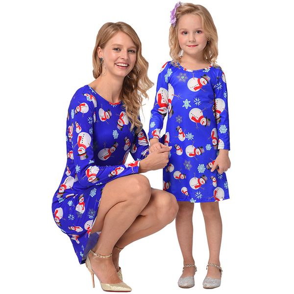 Matching Daughter Mother Christmas Dress Coupons, Promo Codes 4Color Family Matching Dress Outfits Mother And Daughter Matching Clothes Long Sleeve Christmas Snowmen Printed Mom And Me Christmas Dresses - Matching Daughter Mother Christmas Dress Coupons, Promo Codes