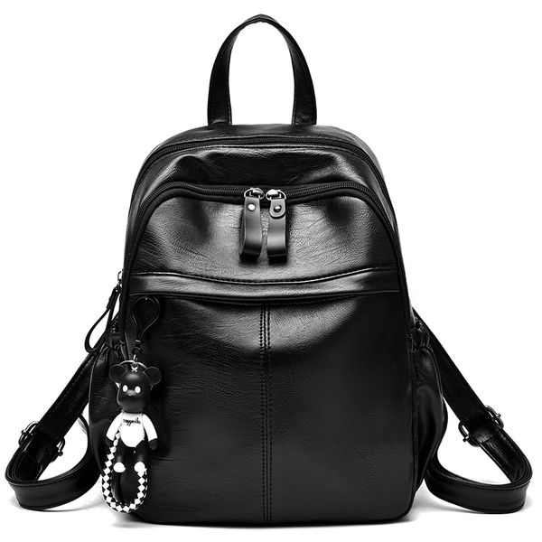 

new backpacks for women fashion backpack female 2018 summer black travel backpack soft pu leather school bags for teenage girls