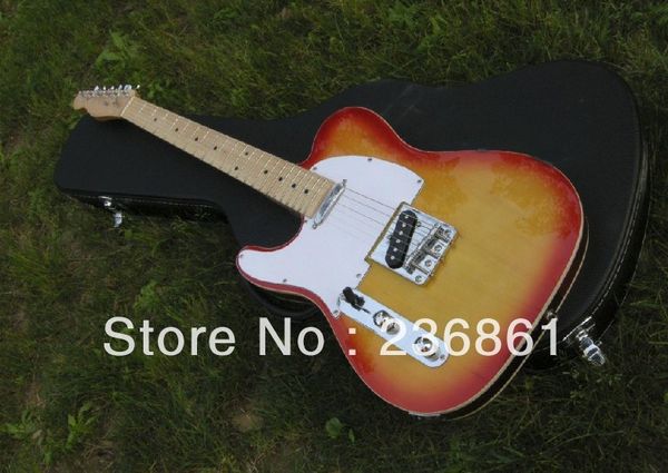 

left hand american sandard telecaster cherry burst electric guitar with hard case