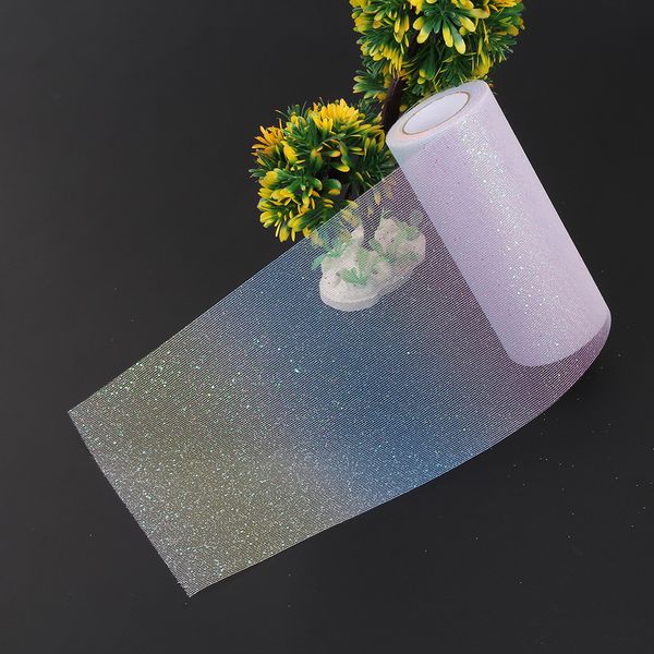 2019 1 Roll 15cm 10 Yard Gradient Glitter Tulle Roll Sequin Fabric