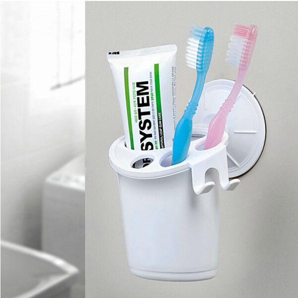 

fashion white tact sucker sucker toothbrush holder suction hooks household items toothbrush rack bathroom set