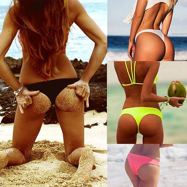 

2017 brazilian bikini bottoms tanga womens ladies thong bikini bottom bathing beach short bas de, White;black
