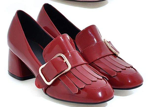 

send 2017 spring and autumn women fashion square head middle heel with new style women's shoes, Black