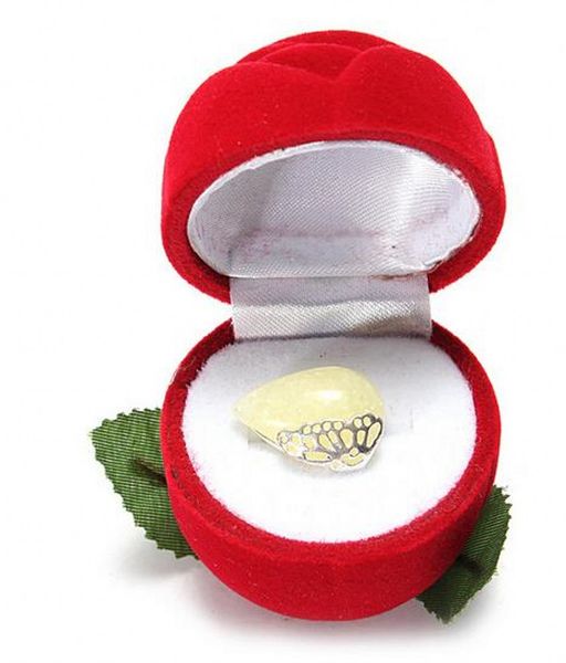 Romântico Rosa Vermelha Casamento Engagement Flocking Heart-shaped Caixa De Jóias Caixa De Jóias Criativa Caixa De Presente Anel Brincos Por Atacado