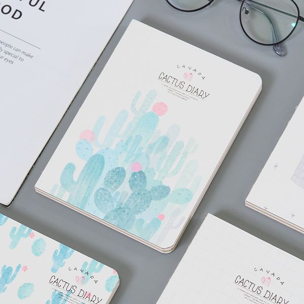 

cute kawaii cartoon cactus printing white kraft paper painting drawing notdiary notepad korean office school stationery, Purple;pink