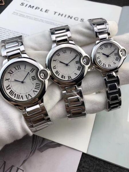 

2018 Fashion Watches 42mm/35mm/28mm CAR BALLON men women Quartz movement stainless steel Roman numeral dial Couple watch Wristwatches