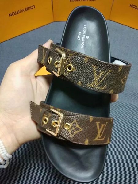 

19ss branded women print leather nomad sandal leather outsole perfect flat canvas plain luxury sandal size35-40, Black