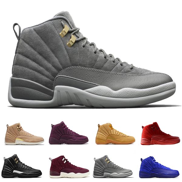 

12 12s mens basketball shoes Wheat Dark Grey Bordeaux Flu Game The Master Taxi Playoffs French Blue Barons PSNY Purple Sports sneakers