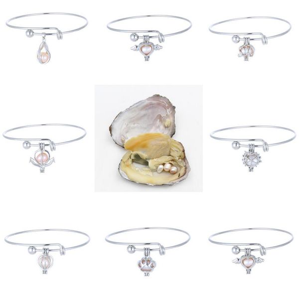 

love wish pearl cages locket charm bracelets hollow elephant/angel heart bangle diy jewelry freshwater pearls bracelets christmas gift, Golden;silver