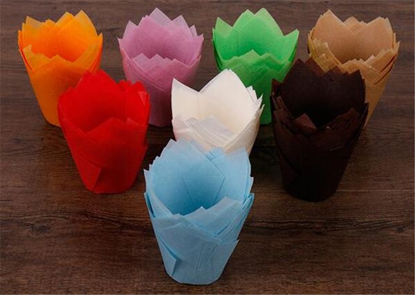 

новый бар 200 шт упак. бумага торт украшение инструмент плесень тюльпан цветок шоколадный кекс упаковщик выпечки маффин бумажная лайнер одно