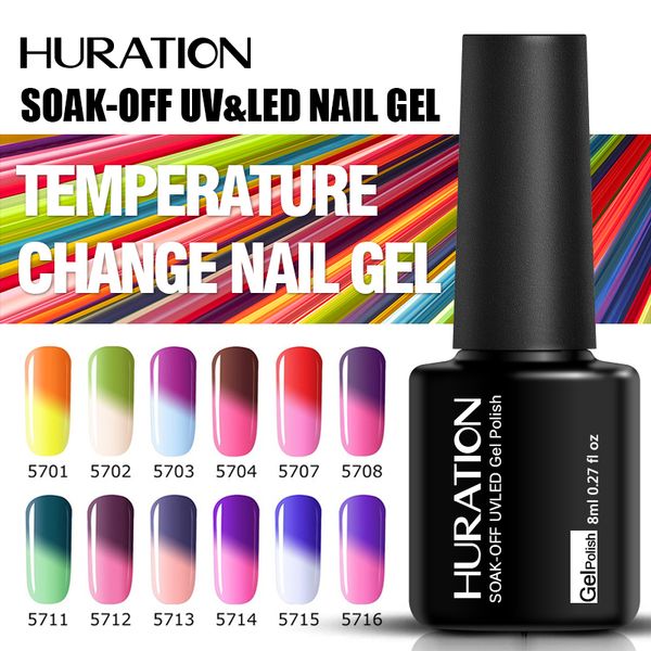

huration lucky 8ml changing temperature nail gel polish 29 color uv led lamp soak off nail gel art primer manicure lacquer, Red;pink