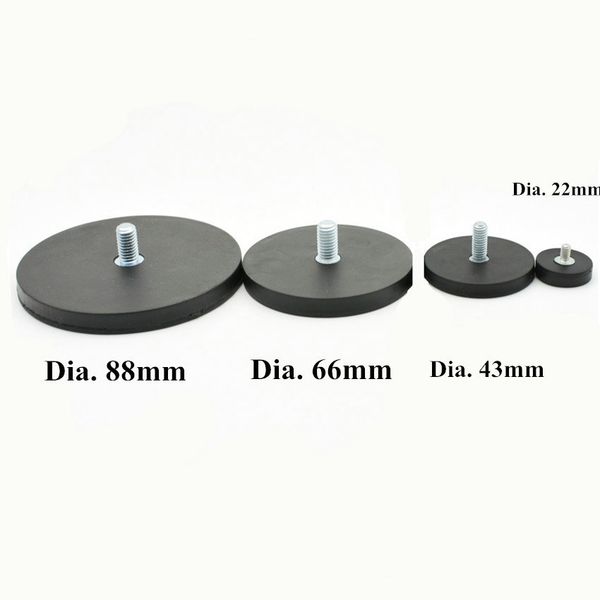 

ndfeb magnet mounting magnetic disc in rubber diameter 22 43 66 88 mm led light holding spotlight holder male thread strong neodymium magnet