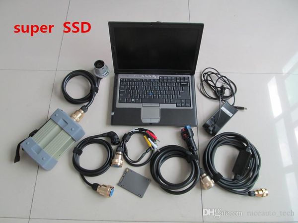 Diagnosetool HOHE QUALITÄT Vollchip MB Star C3 mit fünf Kabeln SSD V2014.12 Super Speed D630 Laptop 4G Auto-LKW-Scanner 12 V 24 V