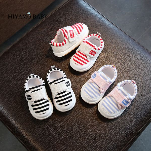 

2018 spring ins children shoes antislip soft first walker striped boy girl hoop&loop shoes