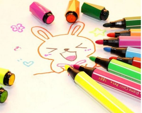 

selling aihao 1881# washable markers 12colors seal watercolor pen thick head pen special with seal, Black;red