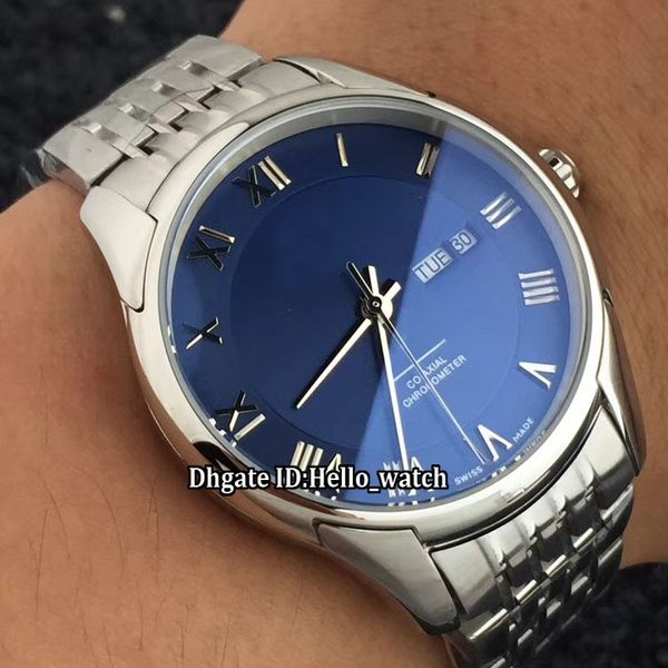 

hour vision day date 433.10.41.22.03.001 blue dial japan miyota 8215 automatic mens watch 41mm stainless steel band new watches, Slivery;brown