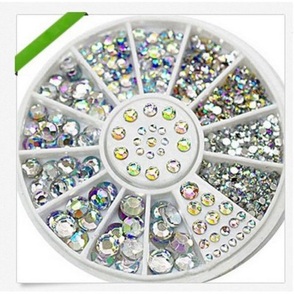 

1box nail art tips crystal glitter rhinestone for nails design wheel charms 3d nail art decorations supplies nails accessoires, Silver;gold