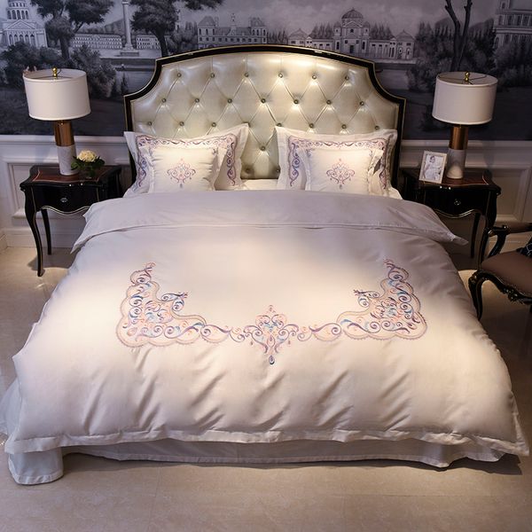 

luxury 60s egypt cotton classical elegance bedding set embroidery duvet cover bed sheet pillowcases  king size 4/6pcs