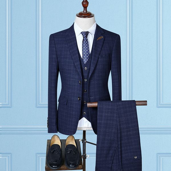 

mens suits 2018 three piece jacket pants vest custom slim fit male blazer wedding groom tuxedos, White;black