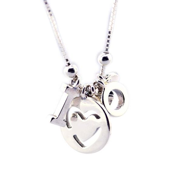 

genuine silver 925 jewelry i love you necklace & pendant sterling silver necklace link chain necklaces for women valentines day