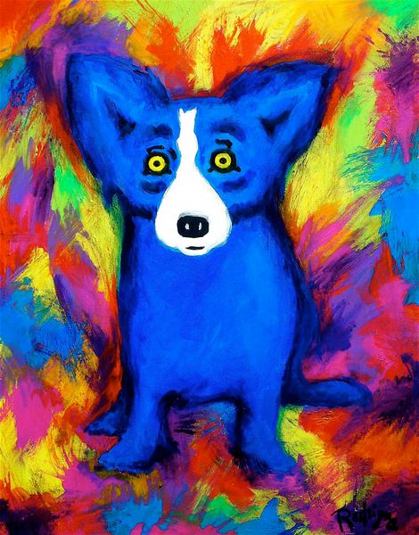 

George rodrigue animal blue dog oil painting reproduction giclee print on canva modern home art decor g003