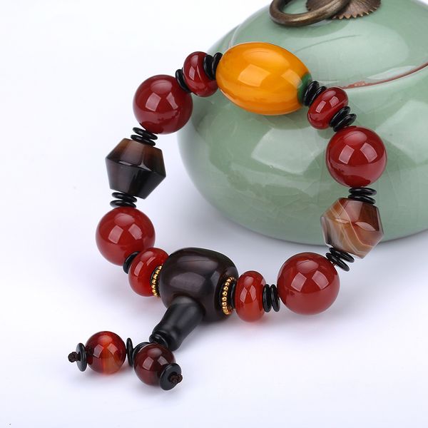 

2018 trendy red agate bracelet imperial z charm bracelet for men or women jewelry pulseira hombres reiki stone, Golden;silver