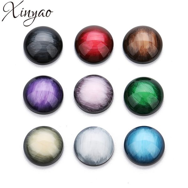 

xinyao 30pcs/lot 12mm resin round crystal cabochon flatback handmade cabochon fit base earring setting for jewelry findings, Blue;slivery