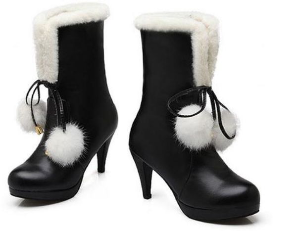 

send 2018 new style winter high heel fine heel korean women middle barrel boots, Black