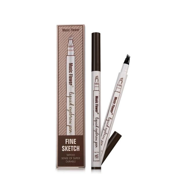 

100pcs music flower liquid eyebrow pen music flower eyebrow enhancer 3 colors double head eyebrow enhancer waterproof dhl ing