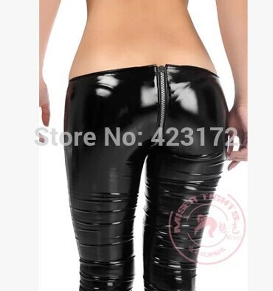 

gothic women faux leather pvc pants club party zipper crotch pencil pants low rise/waist novelty trousers, Black;white