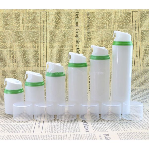 30 ml, 50 ml, 100 ml, transparente Kappe, grüner Rand, Kosmetikbehälter, leere Airless-Pumpe, Kunststoffflaschen, für Reisen, flüssige Verwendung, F095