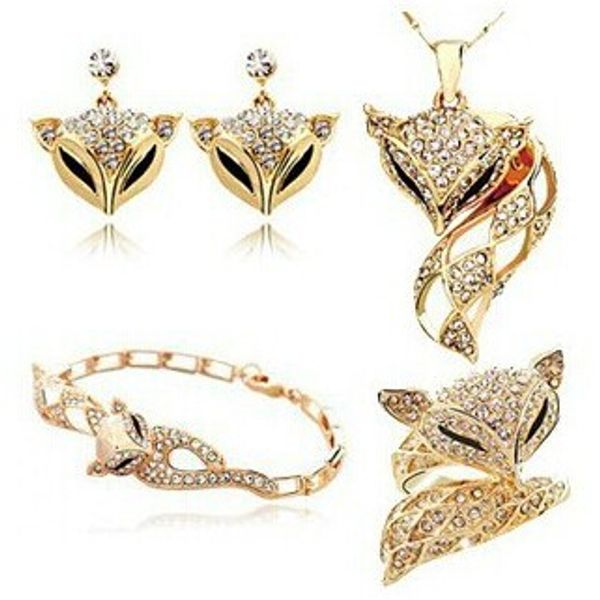

js s025 4-piece jewelry sets gold color fine jewelry set nickel set, Slivery;golden
