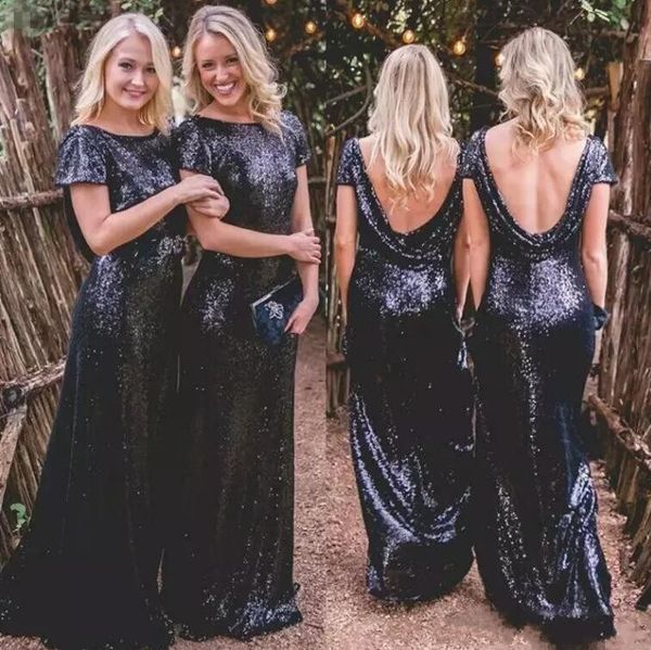 

2020 sparkly sequined черный длинные платья невесты короткие рукава sexy backless maid of honor платья свадебные гостевая партия wear, White;pink