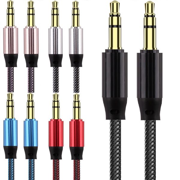 

1 8m car tereo auxiliary aux audio cable 3 5mm male to male alloy braided aux cable for iphone ipod mp3 pc headphone digital media player