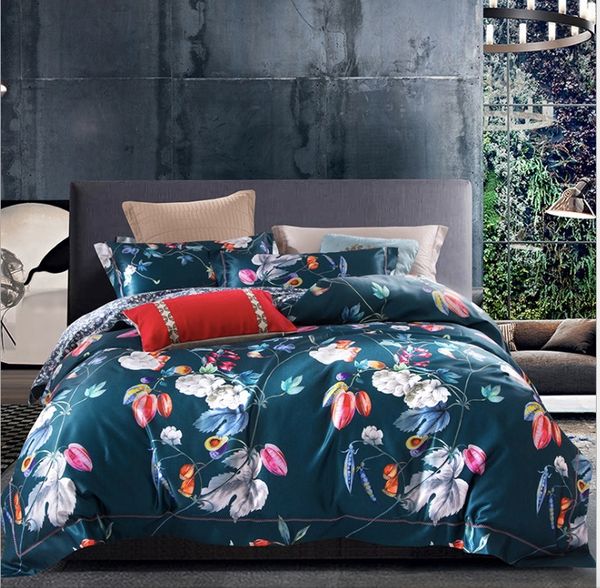 

winter simple ruffle flounce style cotton a family of four bedding set european high-grade satin thin 4 duvet cover set