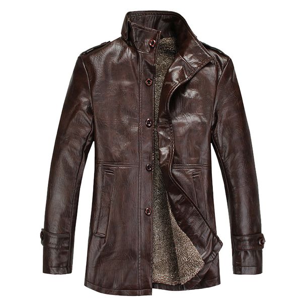 

trench coat men long veren sobretudo windbreaker mens overcoat steampunk masculino faked pu leather 2018 fall winter coffee, Tan;black