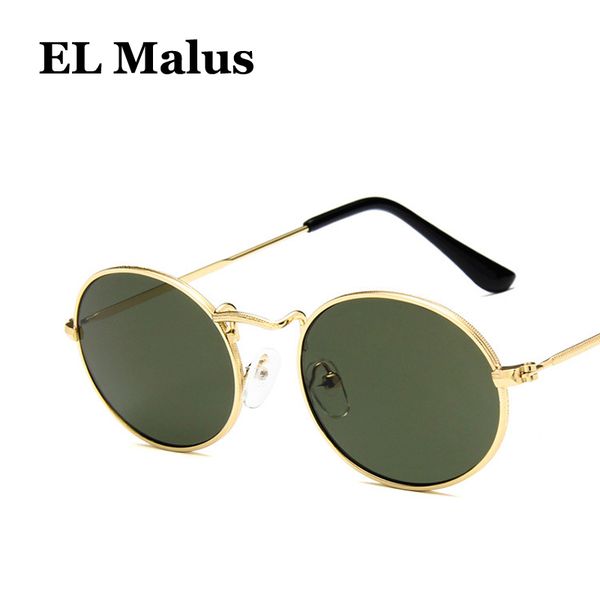 

el malus]retro oval metal frame mens women sunglasses vintage gray red lens gold silver shades ladies light sun glasses, White;black