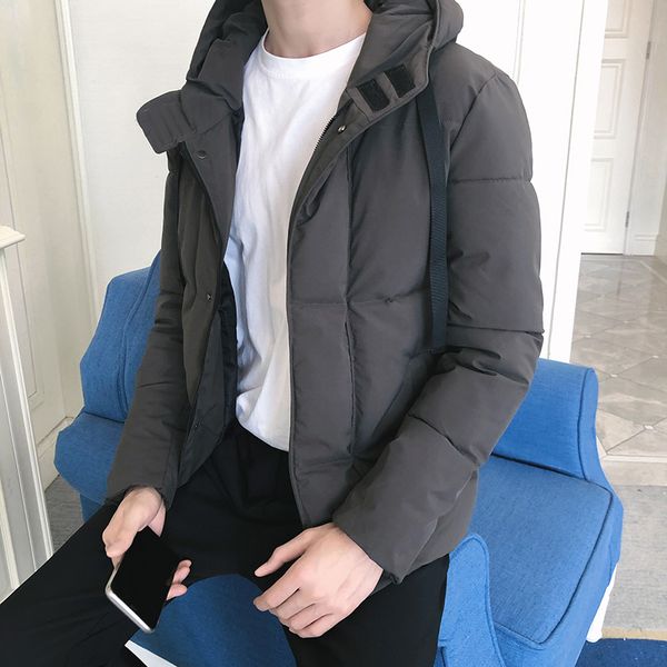 

winter jacket men thick warm fashion casual slim hooded coat male cotton clothes streetwear windproof outwear man parka, Black