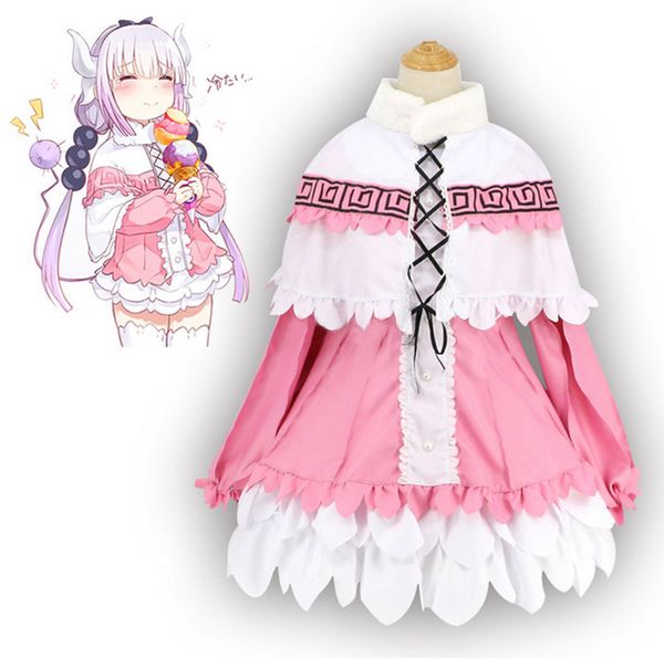 Мисс Кобаяши ''s Dragon Maid Kamui Kanna Рубашка Платье Униформа Meidofuku Anime Outfit Косплей Костюмы