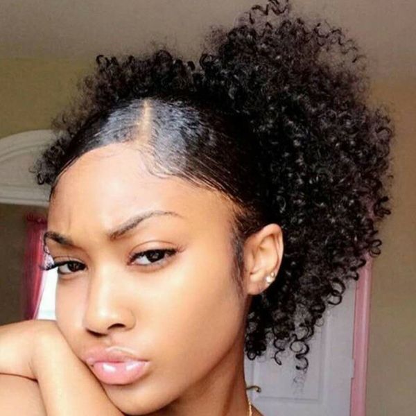 New Arrival Afro Kinky Curly Puff Ponytails With Clip In Human
