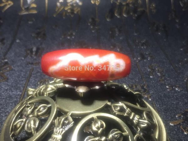 

china tibet dzi 15*40mm red pendant men&women`s jewelry diy agate carving fighting national holy buddha pattern protection peace, Silver