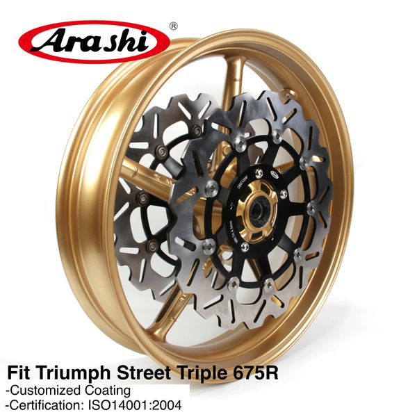

arashi for street triple 675 2007 - 2012 front wheel rim brake disk disc rotor 2008 2009 2010 daytona 675r 675 r gold
